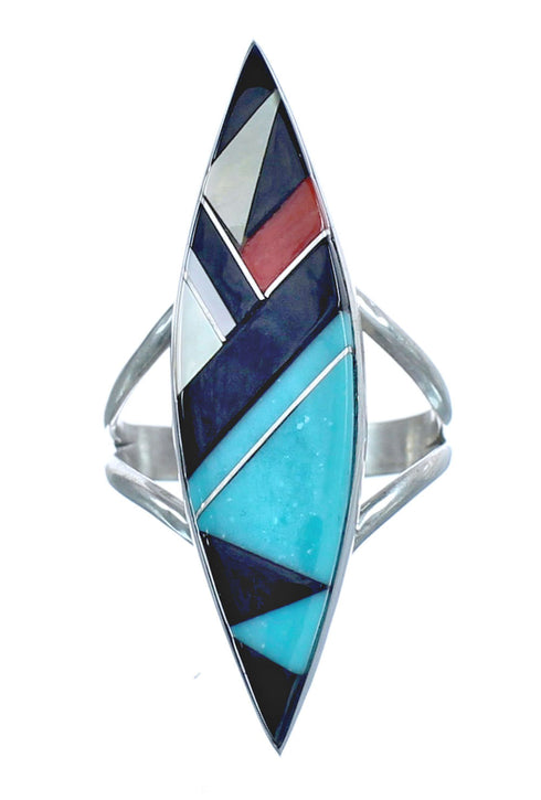 Multicolor Inlay Authentic Sterling Silver Ring Size 6-3/4 JX122152